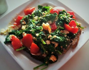 finished egg white spinach with toast